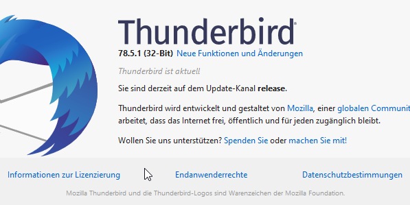 Thunderbird in der aktuellen Version, aber kein E-Mail Empfang?